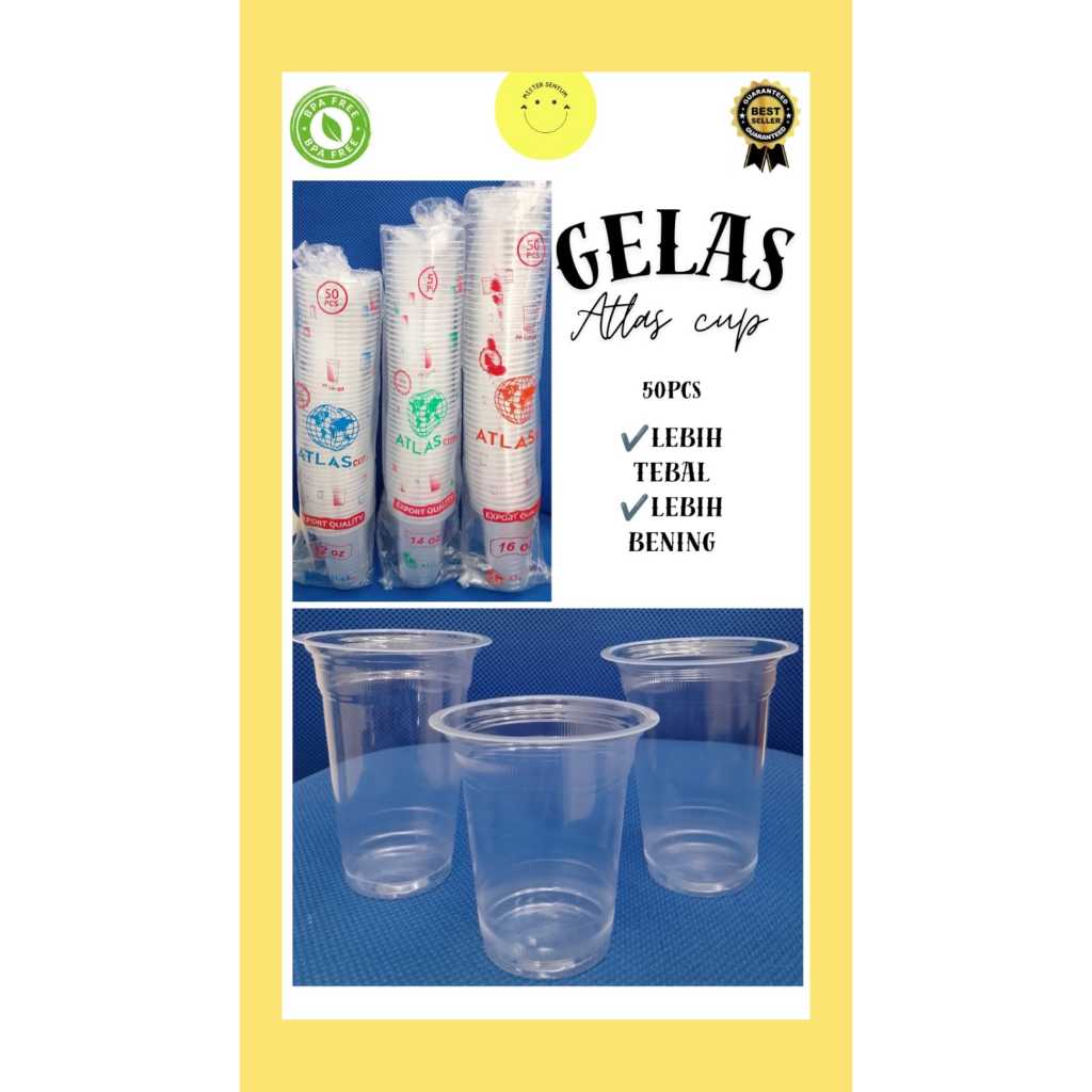 Gelas Atlas 12oz 14o 16oz 50pcs/Gelas Cup Atlas 50pcs/12oz 14oz 16oz Isi 50pcs
