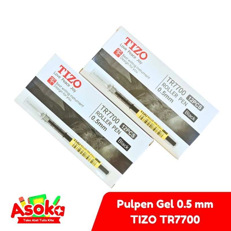 TIZO Roller Pen TR-7700 Transparan Tinta Hitam Untuk Menulis Harian
