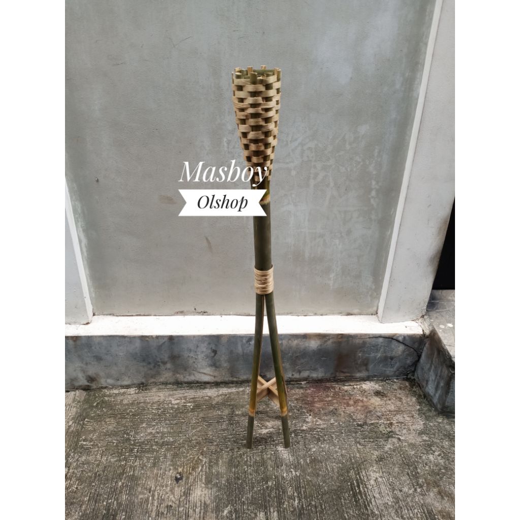 Obor Bambu / Obor Lampu Hias Taman / Pot Bambu Hiasan / Panjang 1 Meter