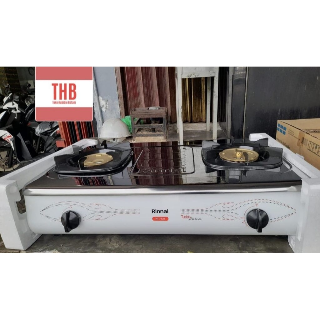 Kompor Gas merk RINNAI 2 tungku RI-712TBahan stainles api turbo