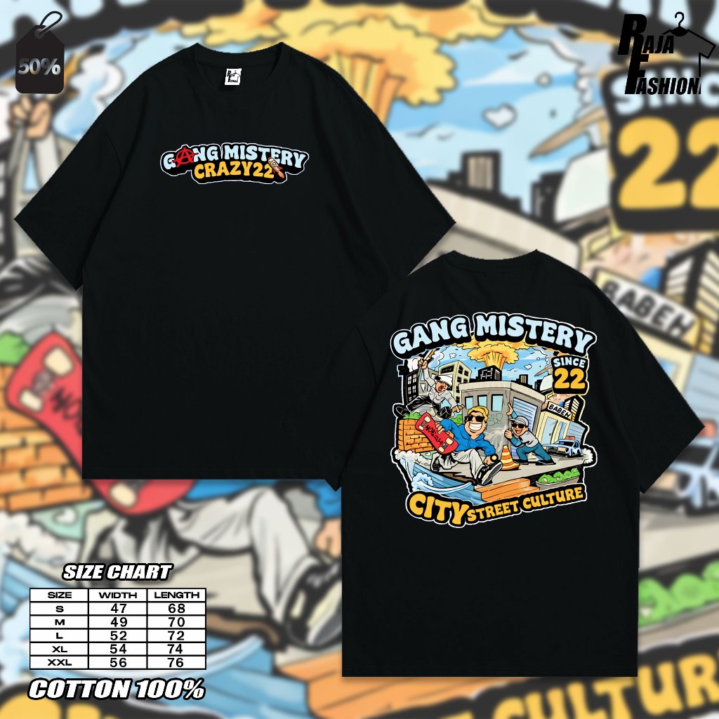 Kaos Distro Gang Mistery Cowok Cewek Baju Kaos Pria Biru Benhur Viral Kaos Baju Distro Pria Terbaru