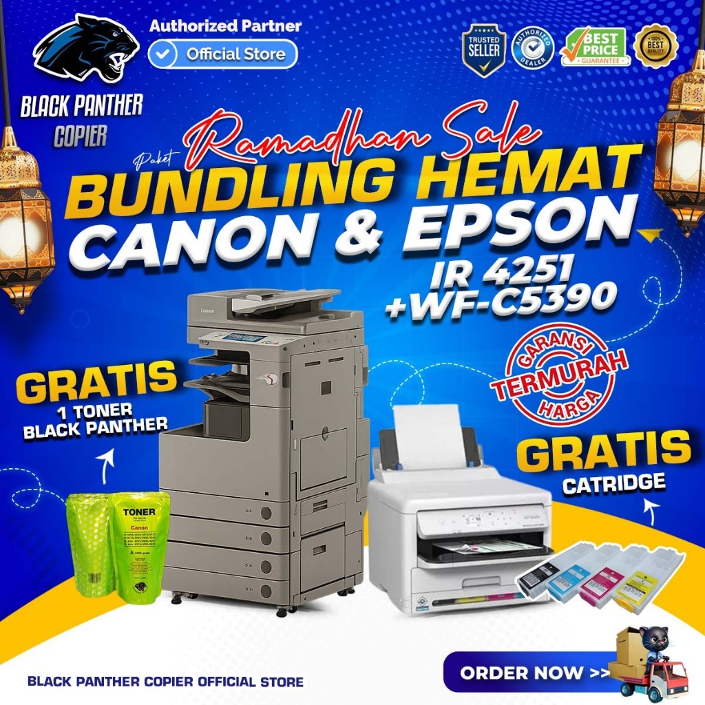Canon IRA 4251 + Epson WF-C5390 Paket Usaha Fotocopy A3 + Printer Warna A4 Bonus Toner & Cartridge