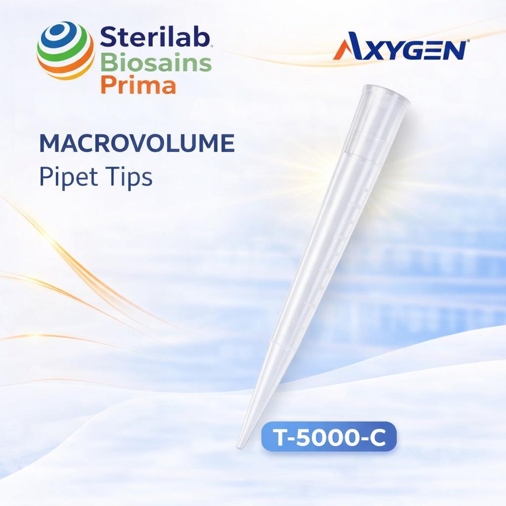 Axygen T-5000-C 5 mL Macrovolume Pipet Tips Clear Graduated Bulk Pack 250 tips/pack