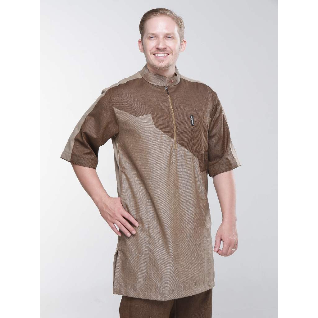 KAMILIANO GOLD 002 – DARK BROWN KURTA LENGAN PENDEK