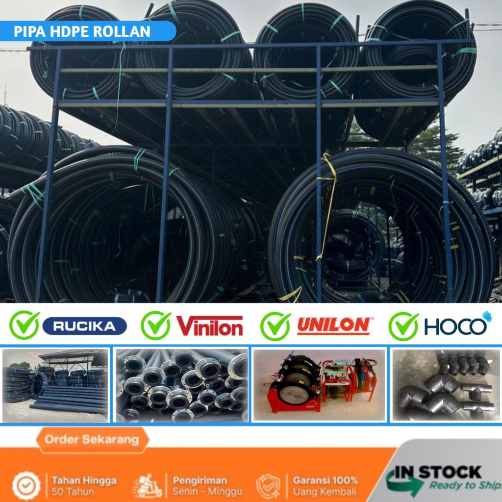 Pipa Hdpe 1 1/2 inch 50 mm PN10 Merk Rucika - Selang Hitam Hdpe