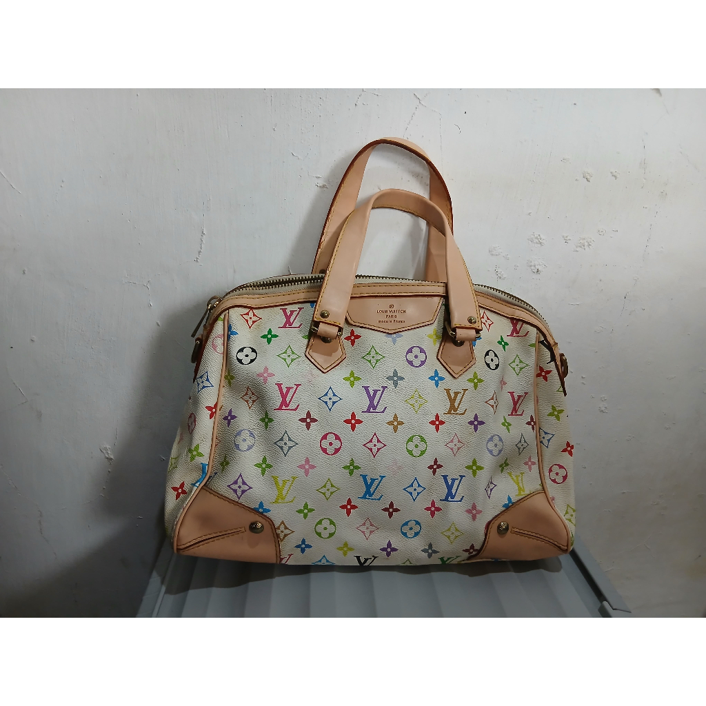 tas hand bag wanita cewe brand LV louis vuitton full leather multicolor monogram like new preloved
