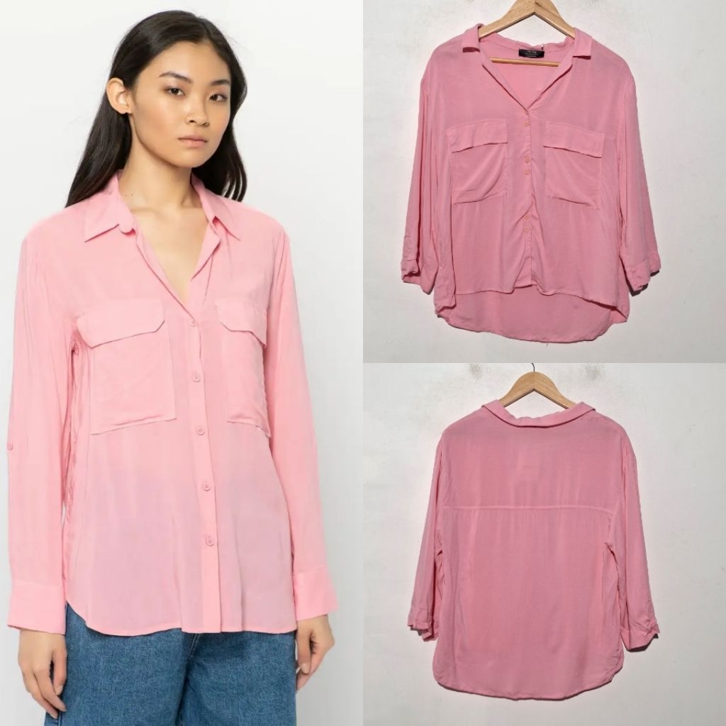 BERSHKA KEMEJA BLUS WANITA PINK BARU ASLI ORIGINAL