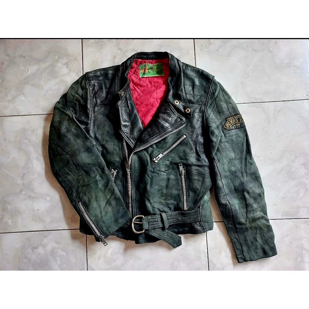 JACQUES ICEK biker ramones leather jacket not simpson kushitani yellow corn schott perfecto avirex