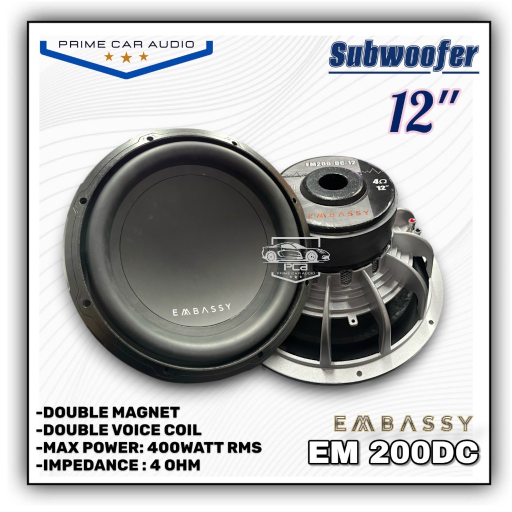 Subwoofer Embassy EM 200 DC-12 Subwoofer Double Magnet Embassy Murah