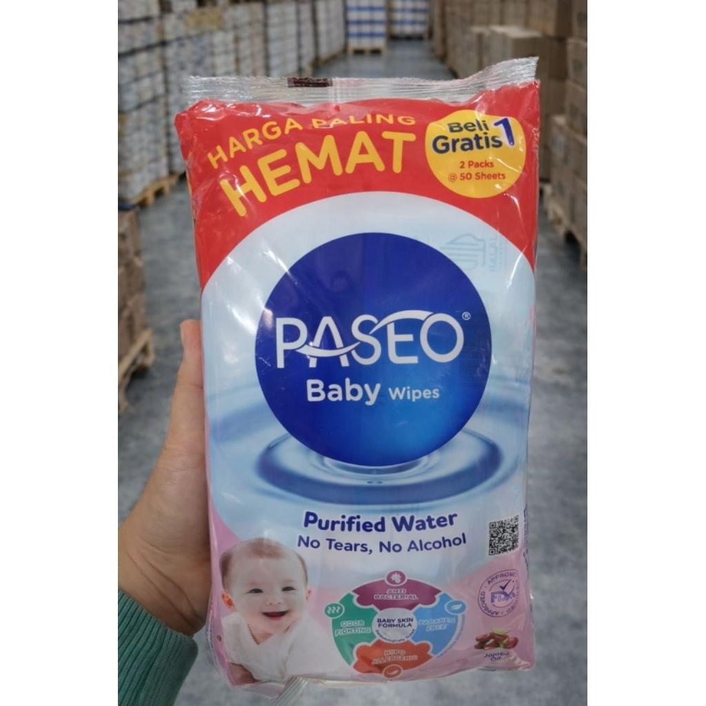 Paseo Baby Wipes Purified Water 100 Sheets – No Alcohol Anti Bacterial