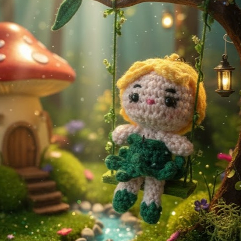 Gantungan Kunci Rajut “Peri Tinkerbell”_Amigurumi Jepang Handmade Elegan | Souvenir Premium & Unik (