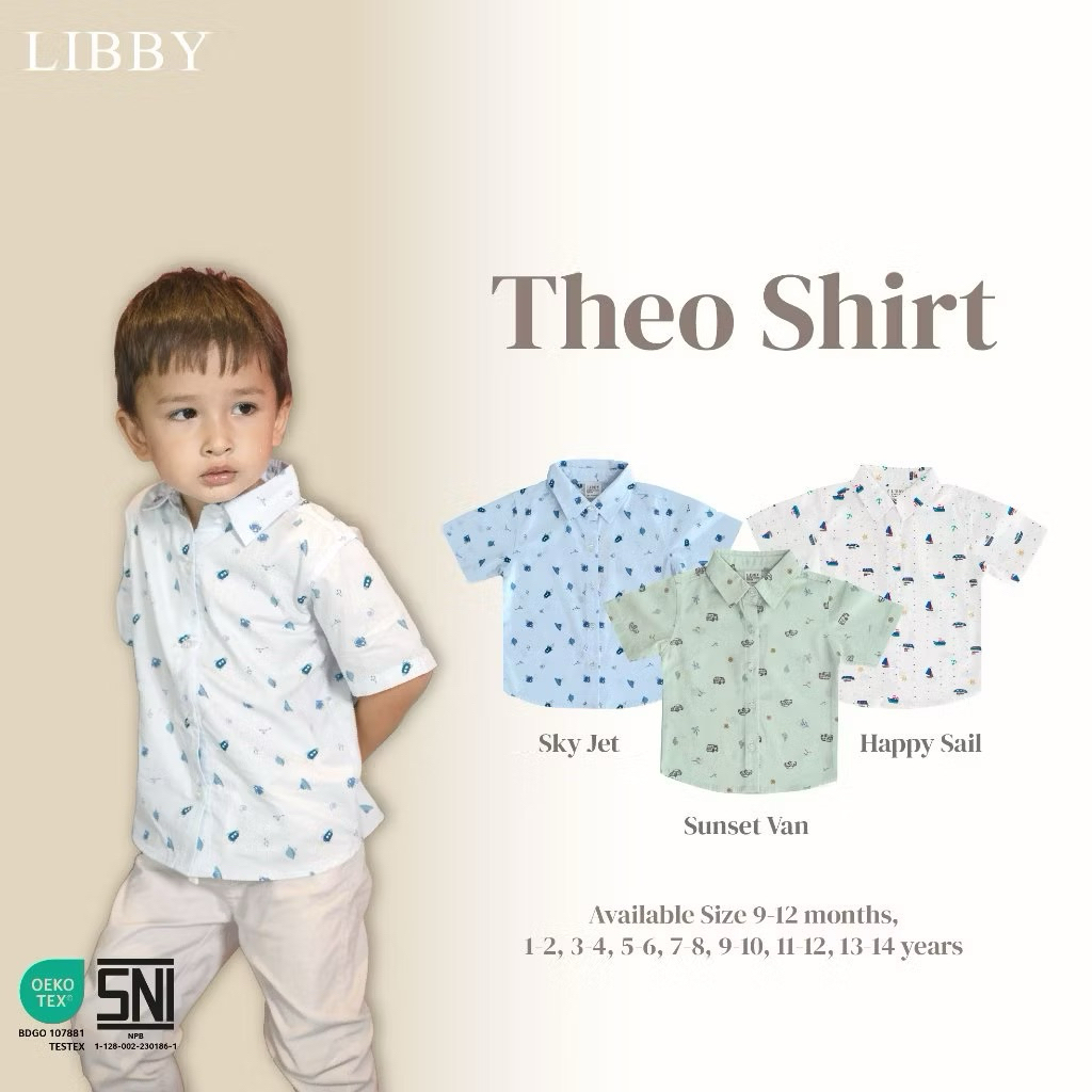 LIBBY BABY THEO SHIRT LIBBY KEMEJA ANAK LAKI LAKI / KEMEJA LIBBY 9bulan sampai 8tahun