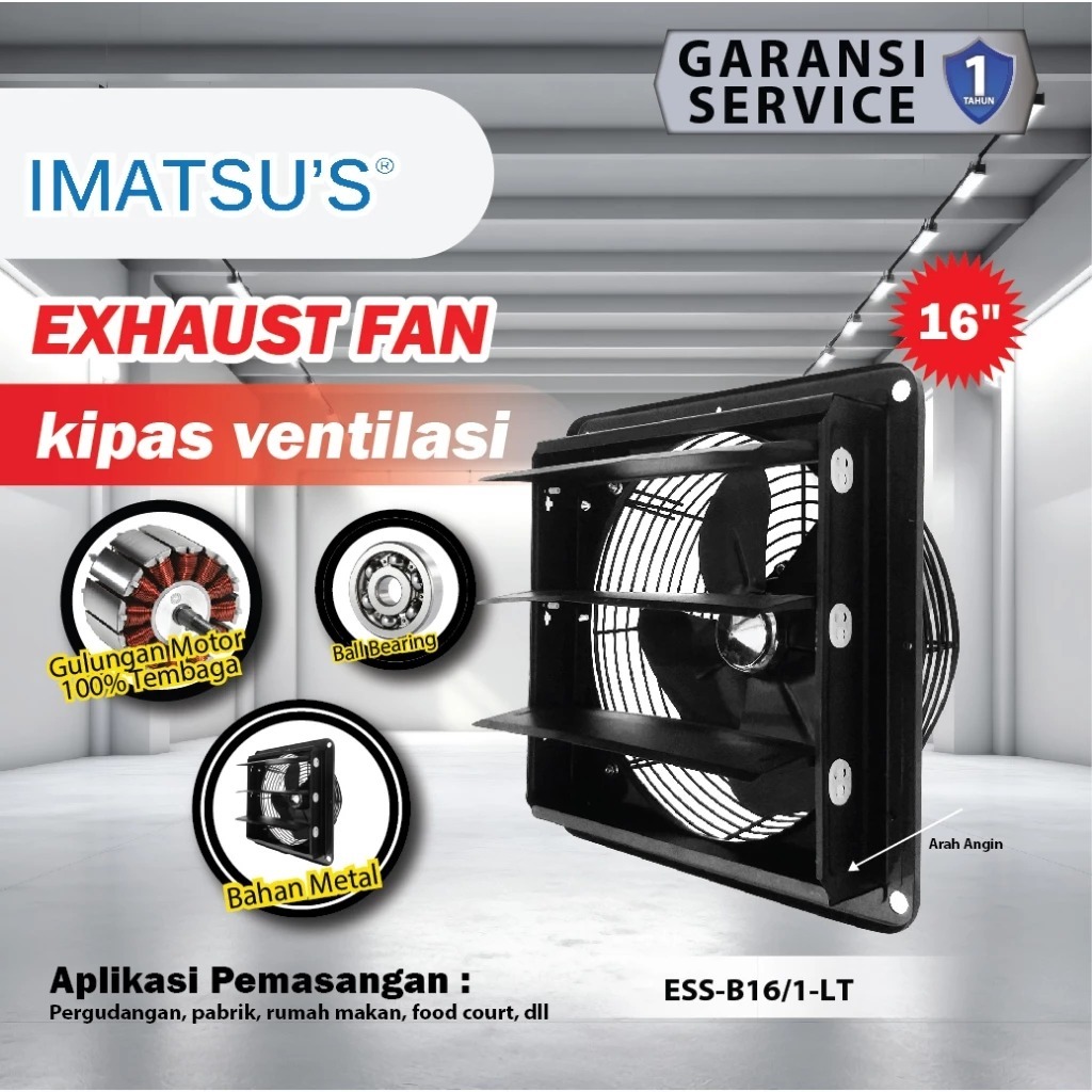 IMATSU'S Exhaust Fan 16 Inch Shutter Kipas Exhaust Dinding