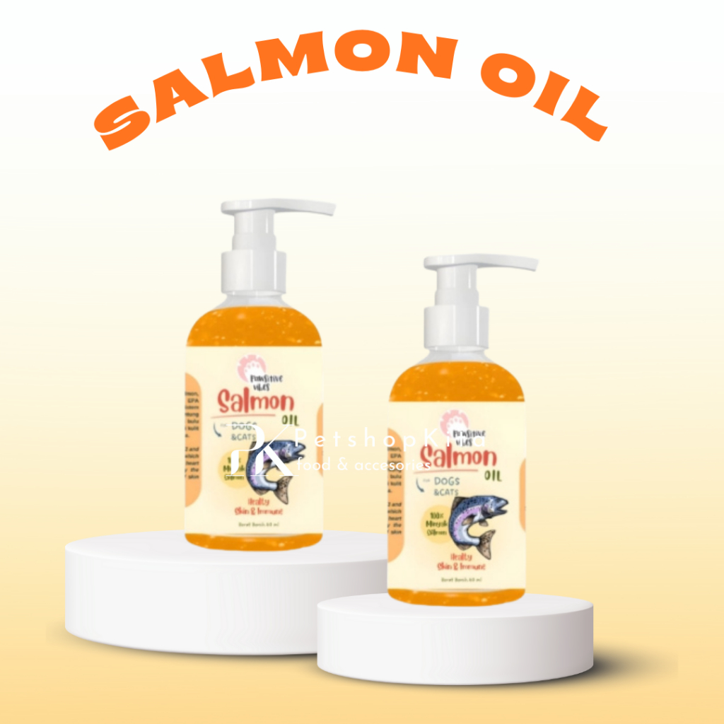 Minyak Salmon Murni 100% 60ml- Minyak Salmon Kucing Anjing - Salmon Oil Vitamin - Minyak Ikan Salmon