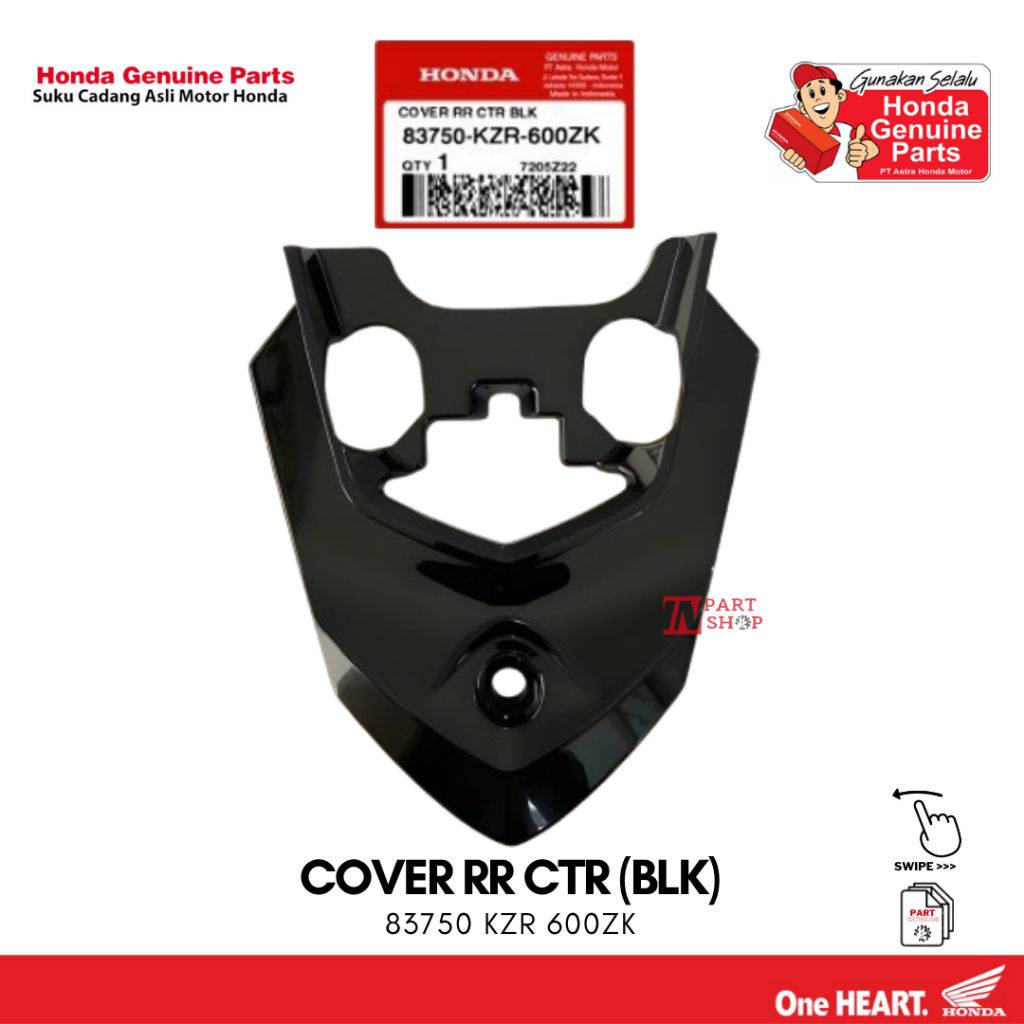 Cover Sambungan Body Belakang Tengah Hitam (Cover RR Center (BLK) - Vario 125 Techno Fi / 83750-KZR-
