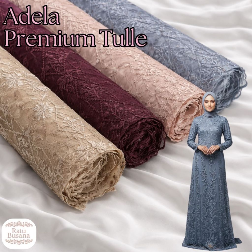 Kain Tille Brokat Korea Full Payet TEBAL SAPTO Motif Adela NEW 2024 Bordir Full Super Premium Mewah