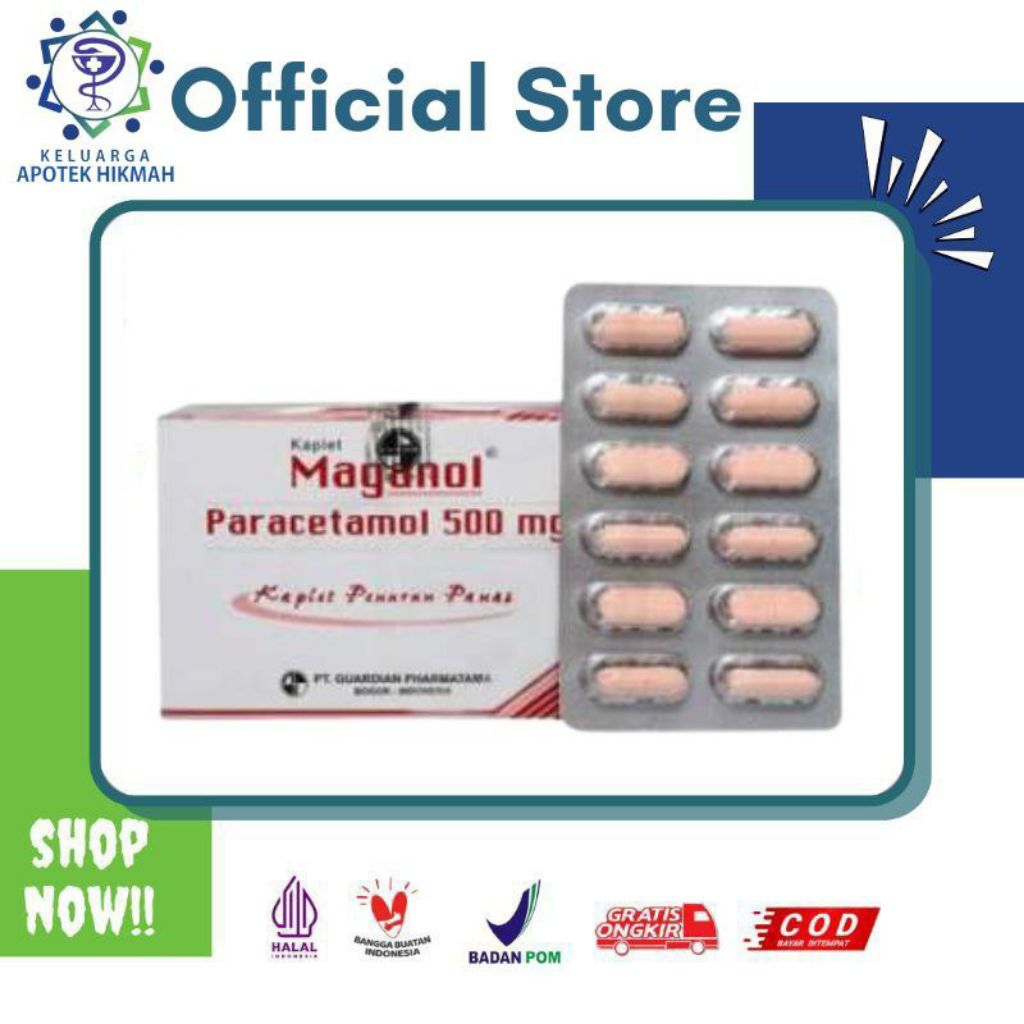 MAGANOL Paracetamol 500mg Tablet Mengurangi Demam Sakit Kepala 250g