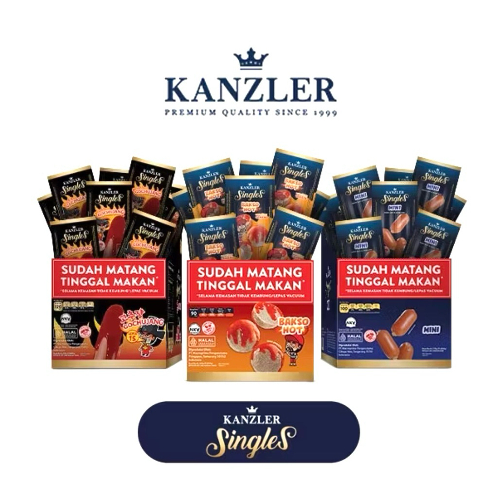 Sosis Kanzler Singles 1 box 12 Pcs - Rasa Original, Keju, dan Hot