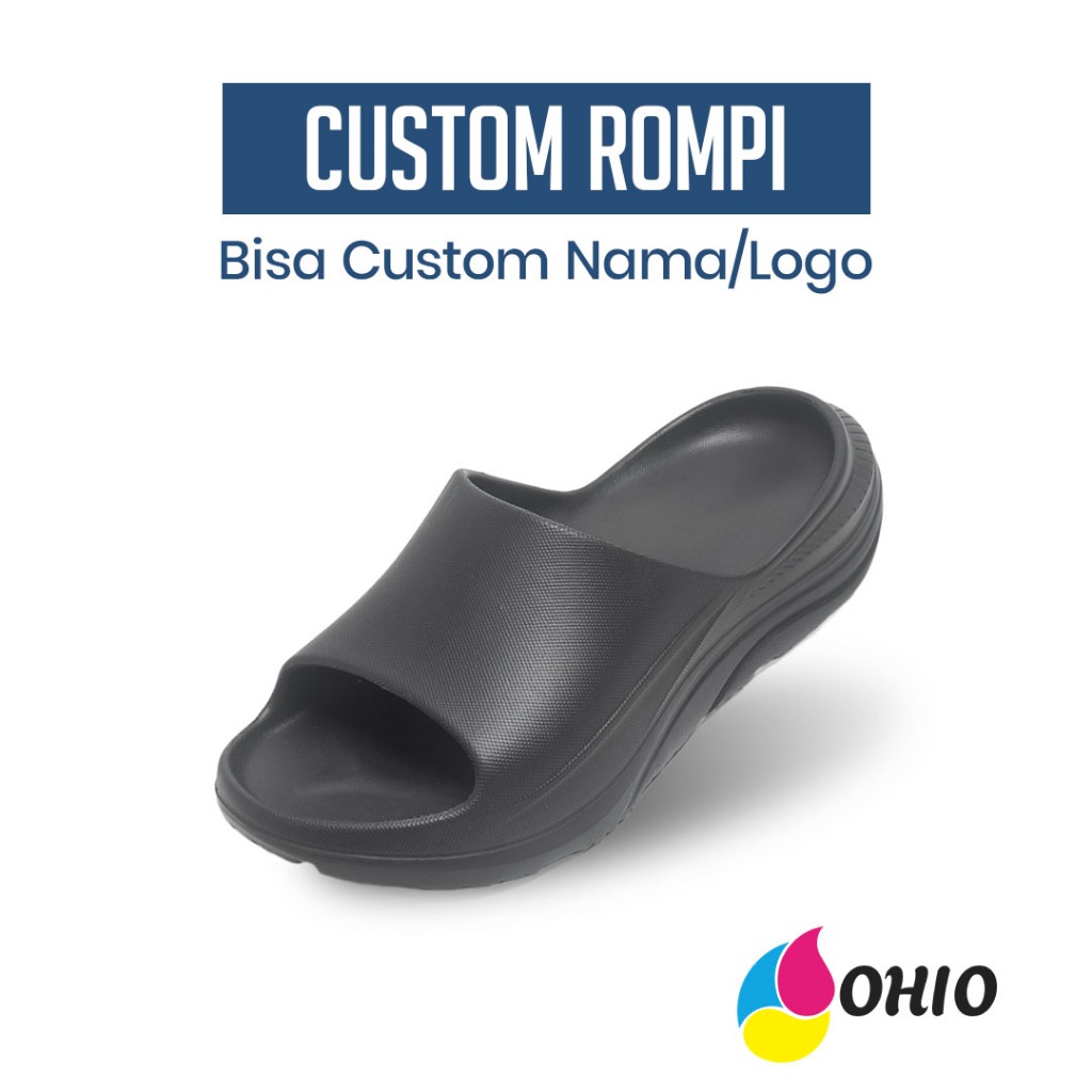 Ohio * Sandal Slide Pria Custom I Sandal Slop Custom I Sandal Anti Slip I Slip On Custom Nama Logo I