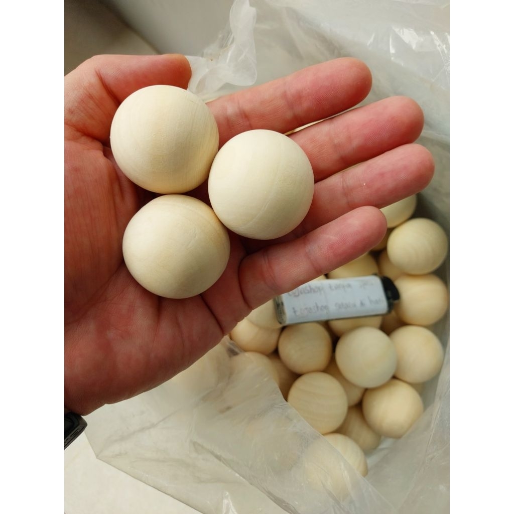 bola kayu 3 cm'an paket 10pcs(10 biji)