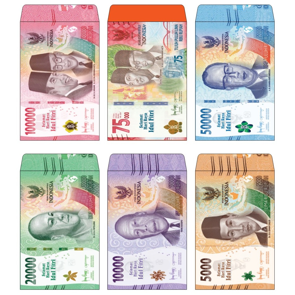 (10 PCS) AMPLOP LEBARAN TERBARU MOTIF UANG | UKURAN M