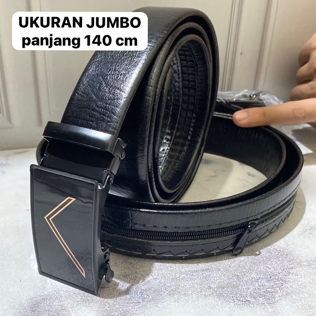 Ikat Pinggang Resleting Pria Ukuran Jumbo panjang 140 cm