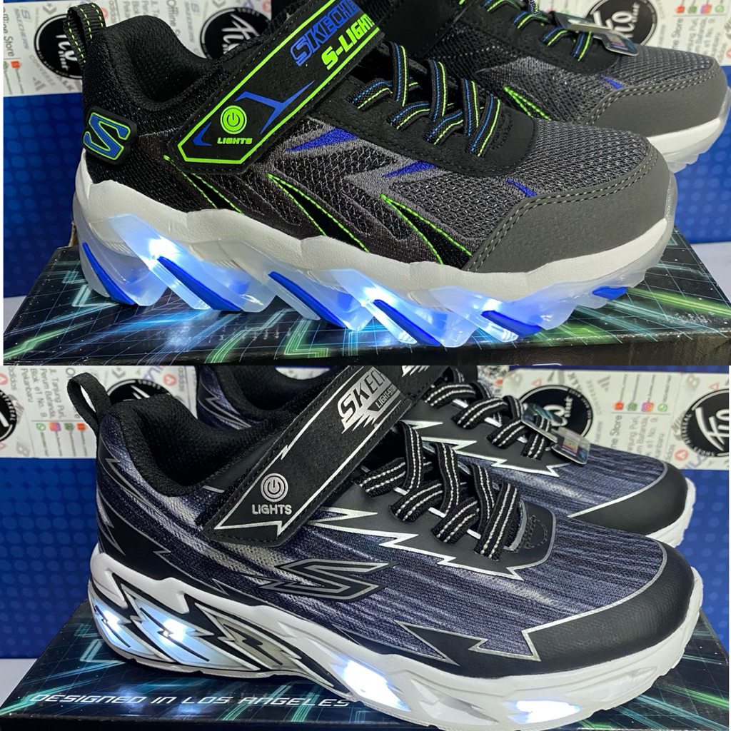 Sepatu Skechers S Lights Kids Boy Original Lampu anak