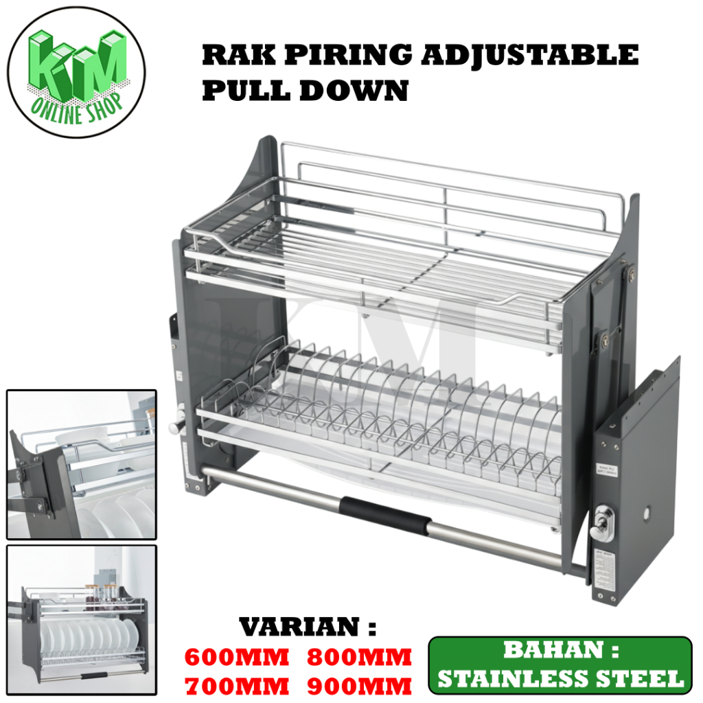 Rak Piring Pull Down Elevator Dish Rack Rak Piring Gelas Botol Tarik Kitchen Set
