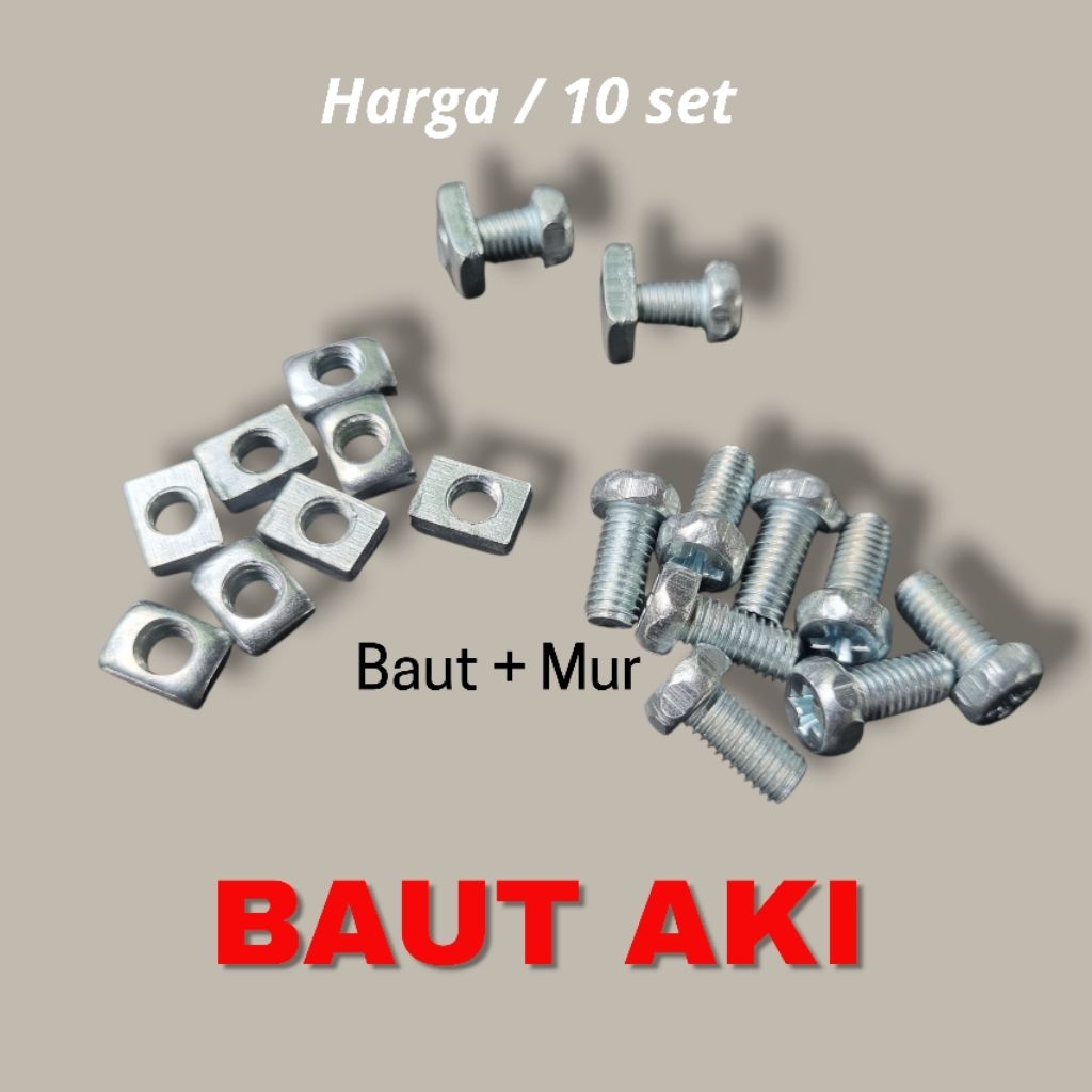 10set baut aki motor baut + mur