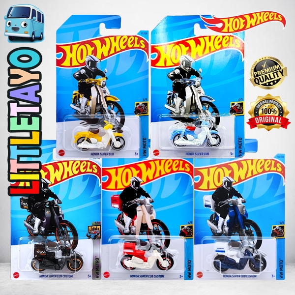 HOTWHEELS HONDA SUPER CUB CUSTOM TREASURE HUNT HITAM MERAH BIRU KUNING MOTOR CLASSIC
