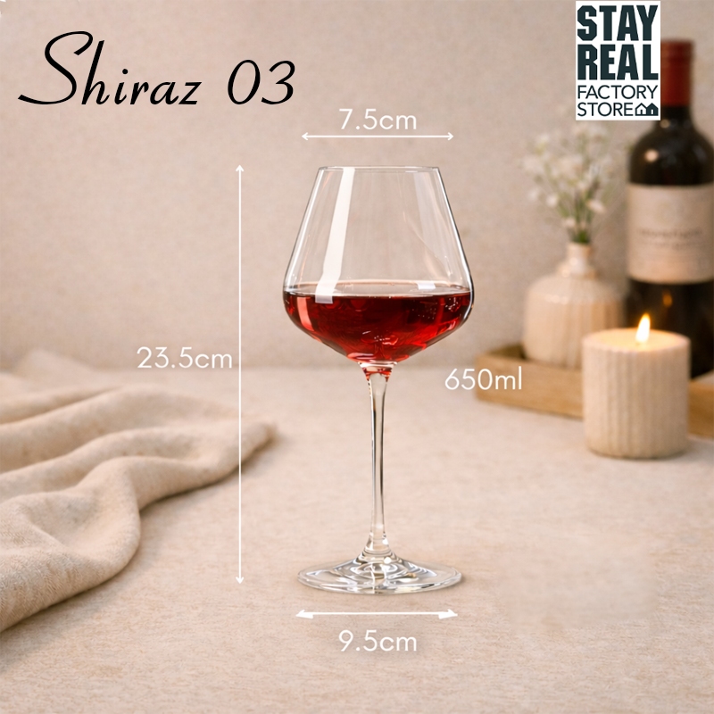 STY SHIRAZ 03 Gelas Wine Crystal Wine Globet Gelas Anggur Kristal Tipis Premium Flute Kaki Stem Unik