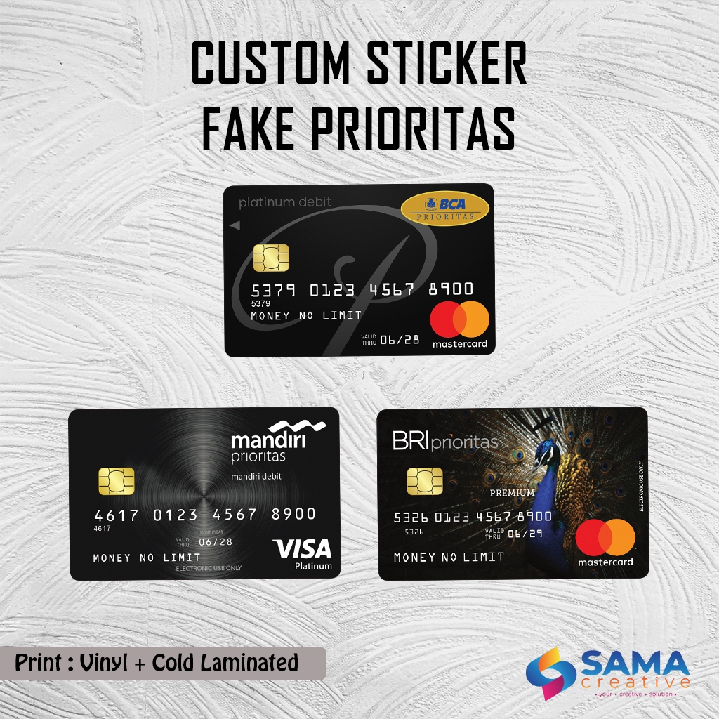 Custom Fake Prioritas - Sticker Skin Card - Vinyl ATM Debit, Credit, Emoney, Flazz, Kartu Akses Stik