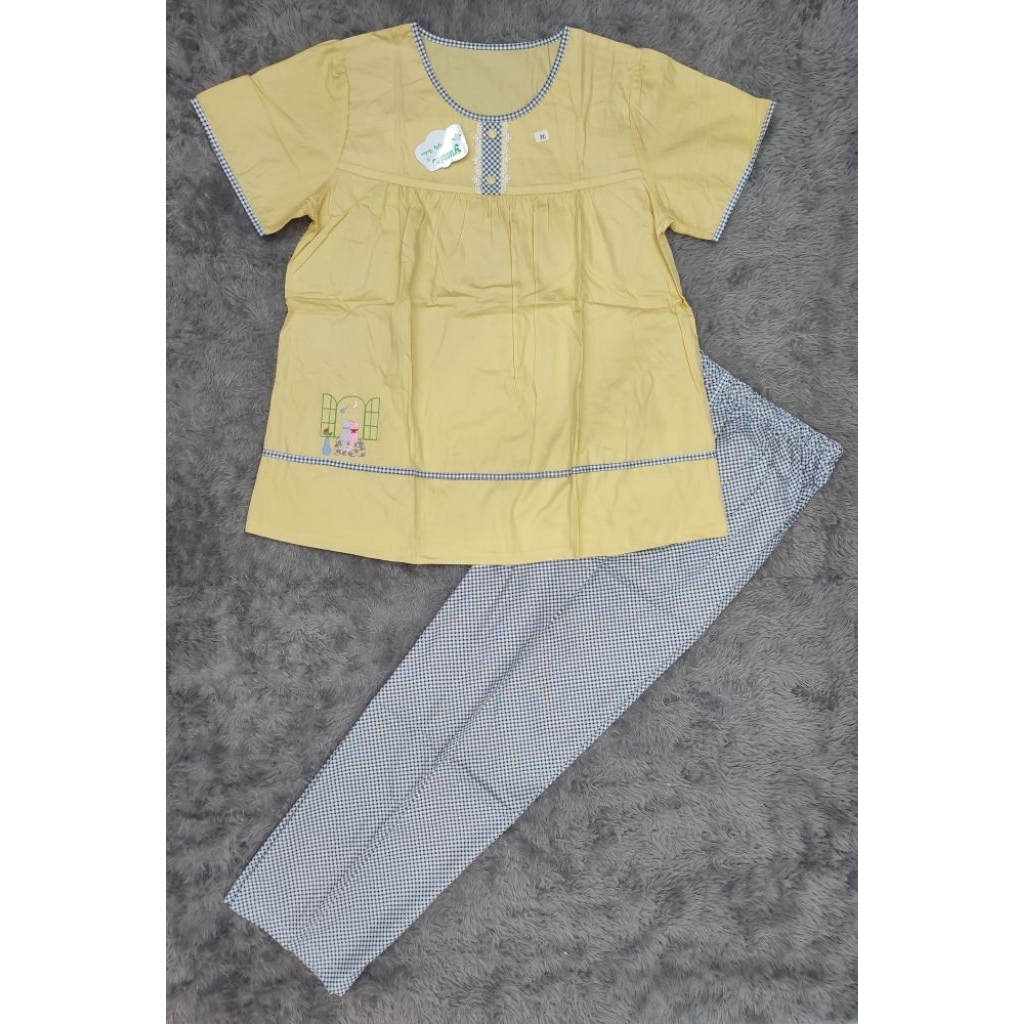 Baju tidur merek Yumico katun lengan pendek celana panjang bahan premium