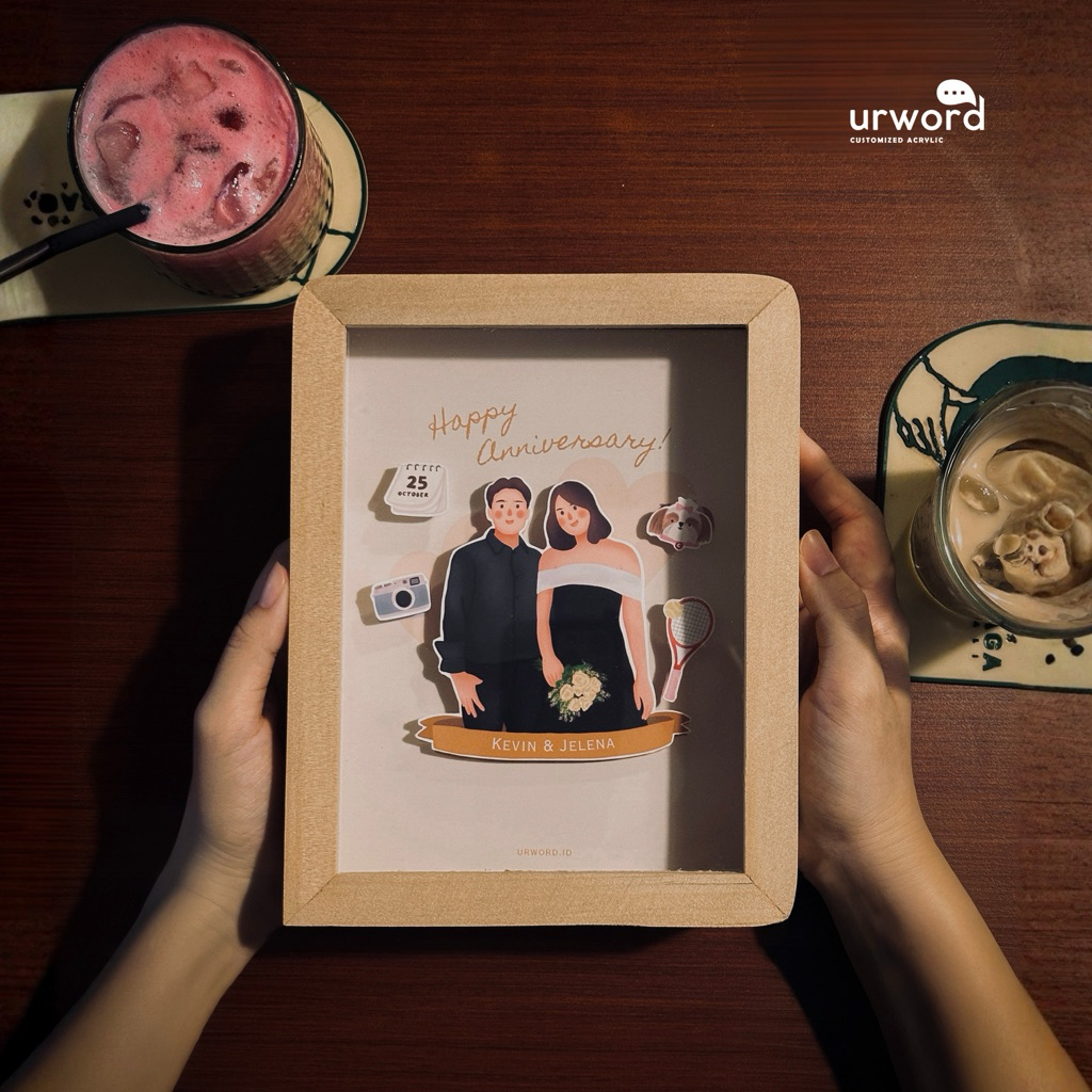 CAMELIA FRAME (Custom Akrilik / Ilustrasi / Giftbox / Kado Ulang tahun / Kado Wisuda / Kado Annivers