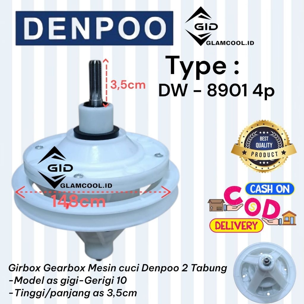 DW-89014P GIRBOX MESIN CUCI DENPOO 2 TABUNG GIGI 10 GEARBOX DENPO