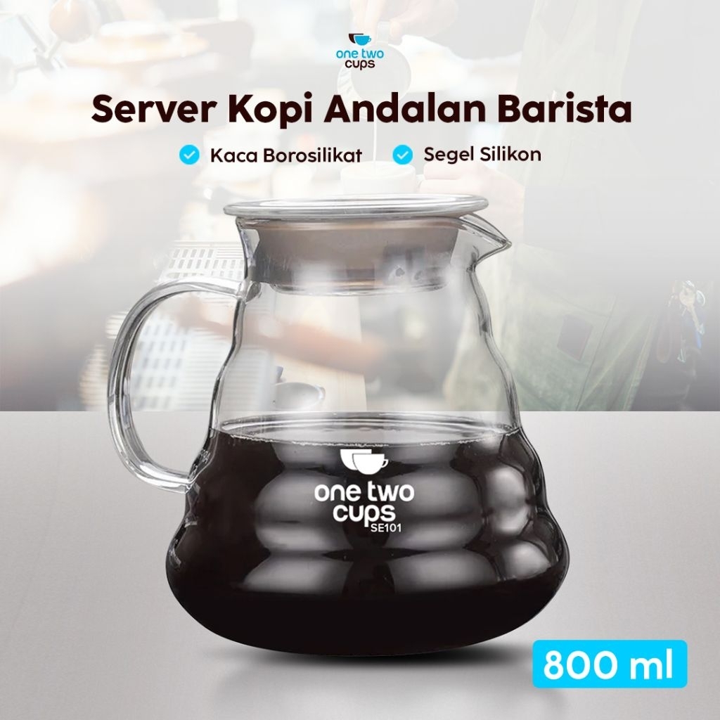 One Two Cups Coffee Server V60 Drip Pour Over Borosilicate Glass