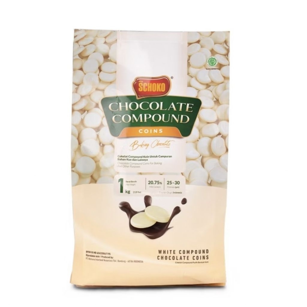 SCHOKO CHOCOLATE COMPOUND COIN - WHITE // WHITE COMPOUND BENTUK KOIN MUDAH LELEH REMUK