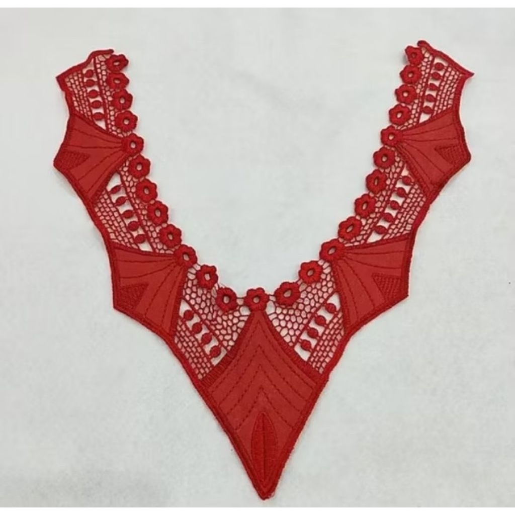 Renda Bordir Leher Merah 2
