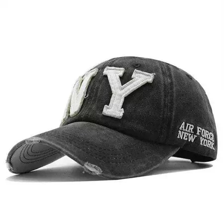 Topi Baseball NY Model Sobek Vintage Cap - Topi Pria Wanita Import Retro Washed Style