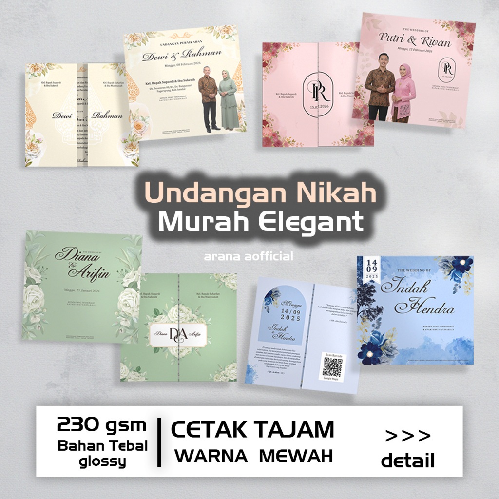Undangan Pernikahan Spesial Lanscape Glossy Mewah Art Paper 230 gsm Exclusive desain