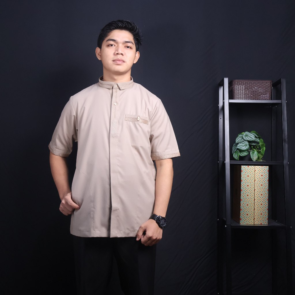 Baju Koko Pria Alraz RAFIF FS 6136 B Katun Nyaman dan Stylish – Lengan Pendek Bisa COD