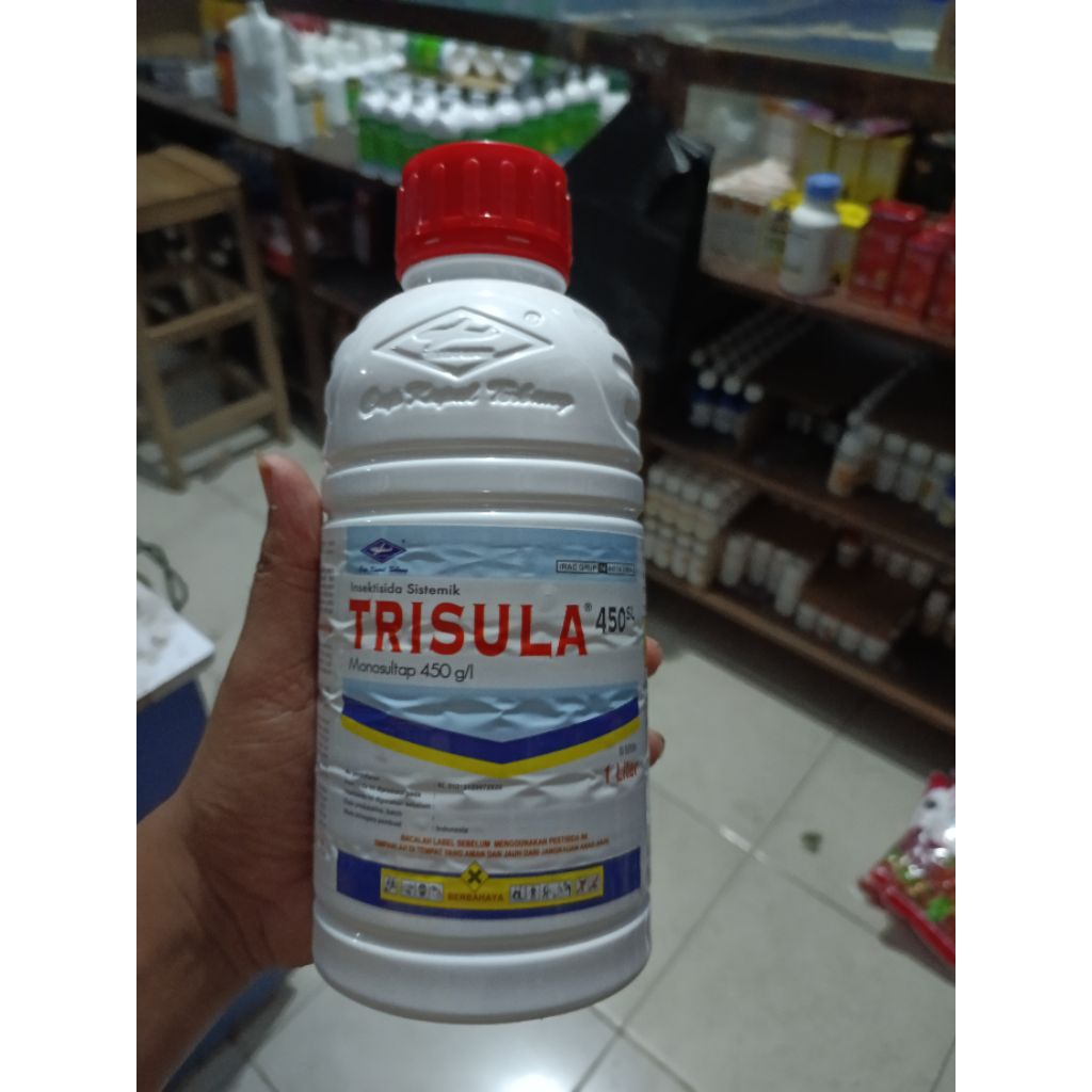 Insektisida TRISULA 450 SL 1 Liter | Bahan Aktif Monosultap 450 g/l | Obat Sundep Beluk & Lalat Bibi