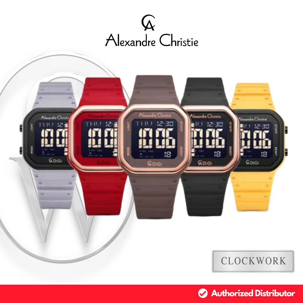 Jam Tangan Wanita Alexandre Christie Digi  AC 9347 LHR Karet Digital Sporty