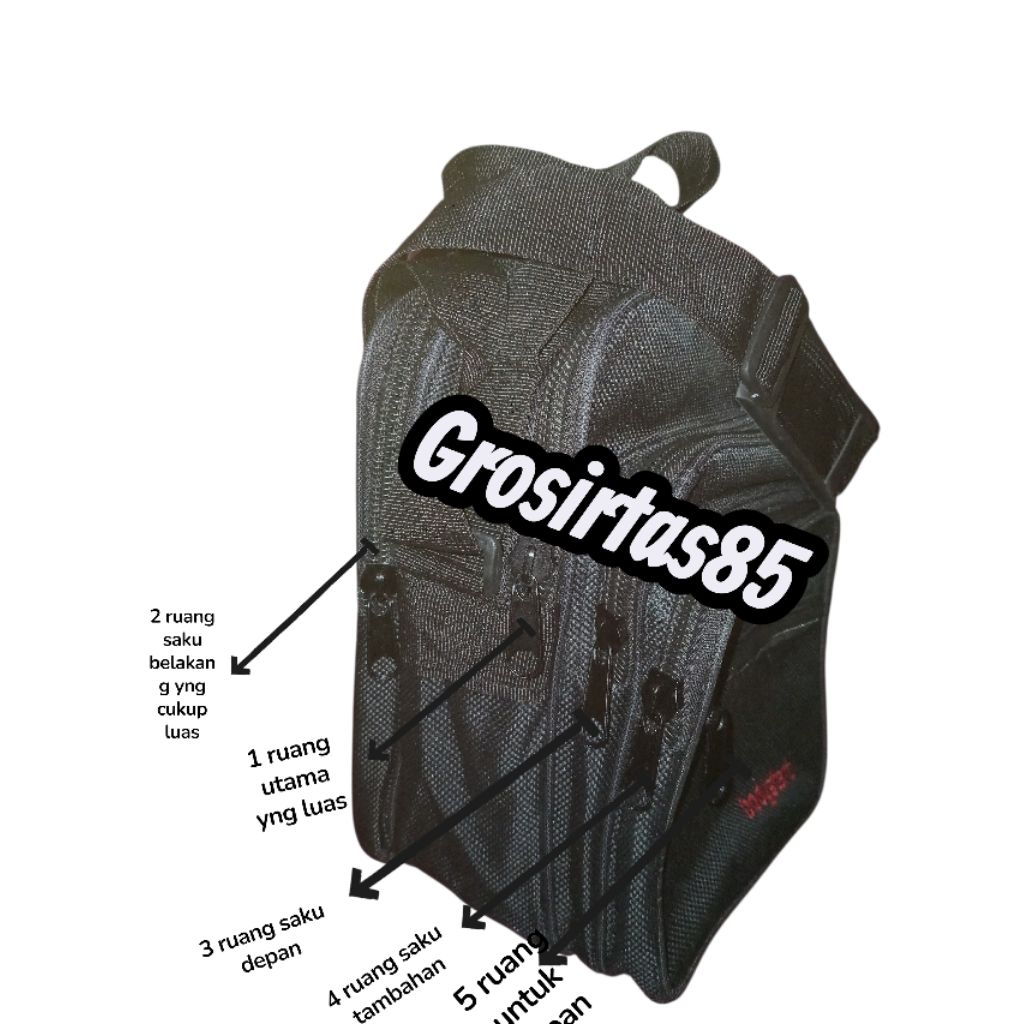 Tas Slempang Pria Wanita Berbahan Drat Besar Resleting Banyak