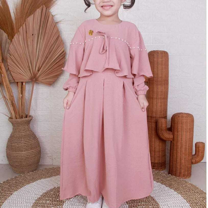 Gamis Anak Noura Crinkle Airflow Mutiara Syar'i  umur 3-12 tahun