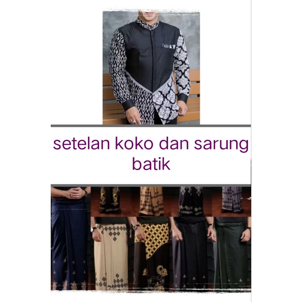 setelan kemeja koko dan sarung batik, sarung batik, kemeja parangkusumo