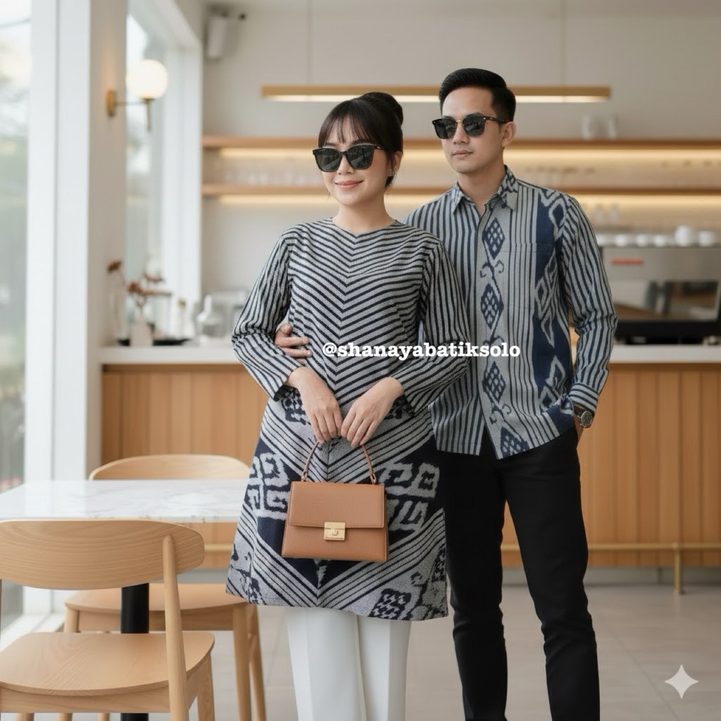 Shanaya Batik Tunik Tenun Motif V lapis tricot Batik Exclusive Elegan Batik Kerja Kondangan Tenun