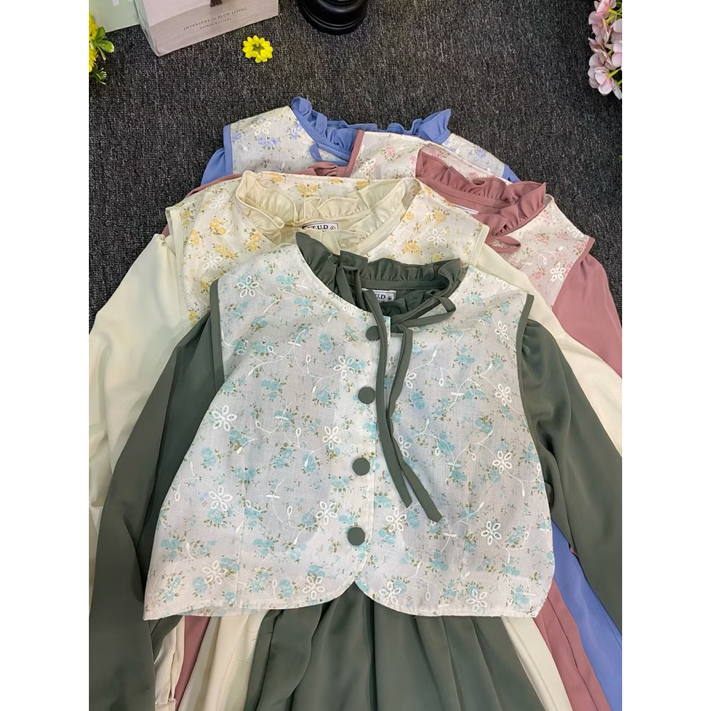 Rora Korean Midi Dress Set Outer by Studhijabstore