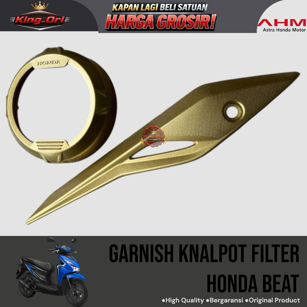 Garnish Knalpot Garnish Kipas Honda Beat Deluxe 2020-2022 Ori Gold