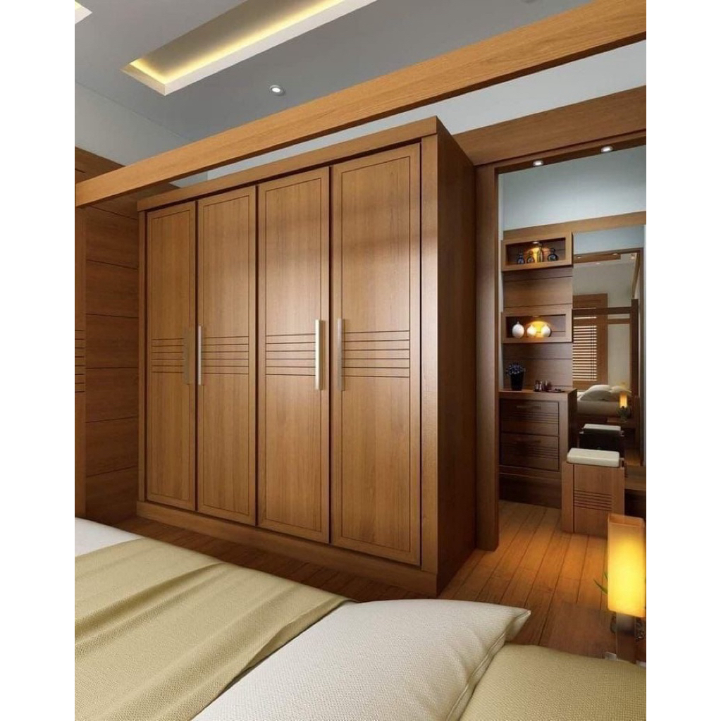 Lemari Pakaian Minimalis Terbaru 4 Pintu Almari Pakaian Modern Kayu Jati Terbaik
